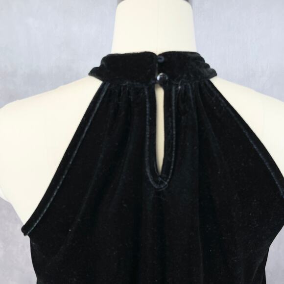 THML Womens Halter Butterfly Velvet Tank Top Black Size M Y2K Emo Goth Grunge - Picture 5 of 12